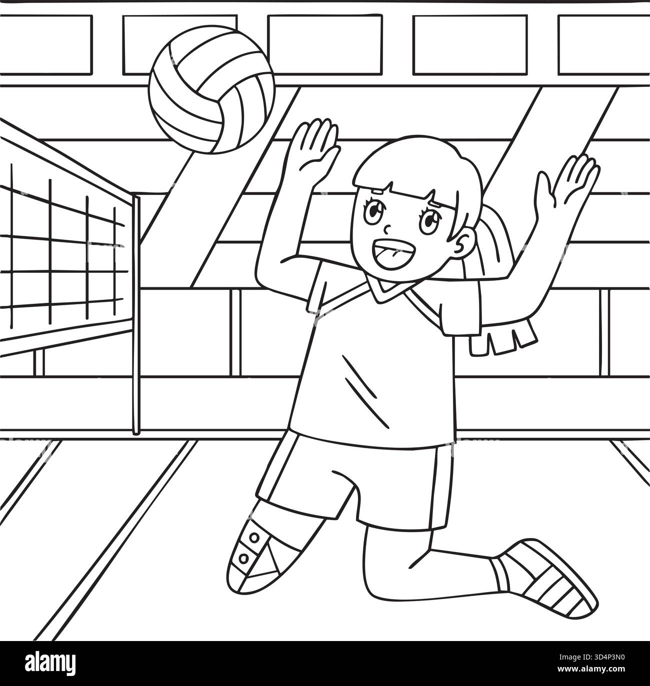 Incluso e adattivo Sport Girl Para pallavolo Illustrazione Vettoriale