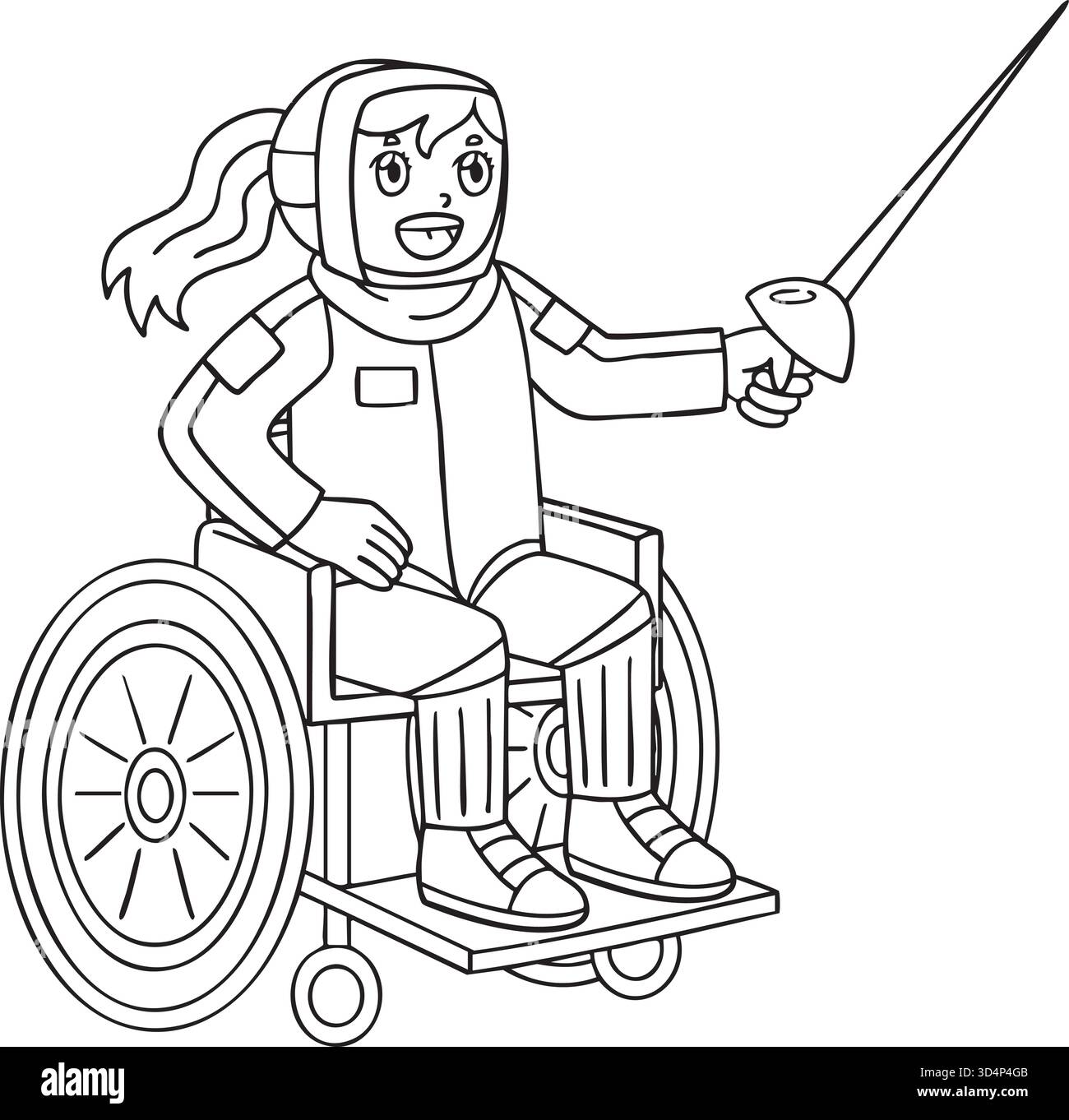 Inclusa recinzione adattiva per donne in sedia a rotelle Illustrazione Vettoriale