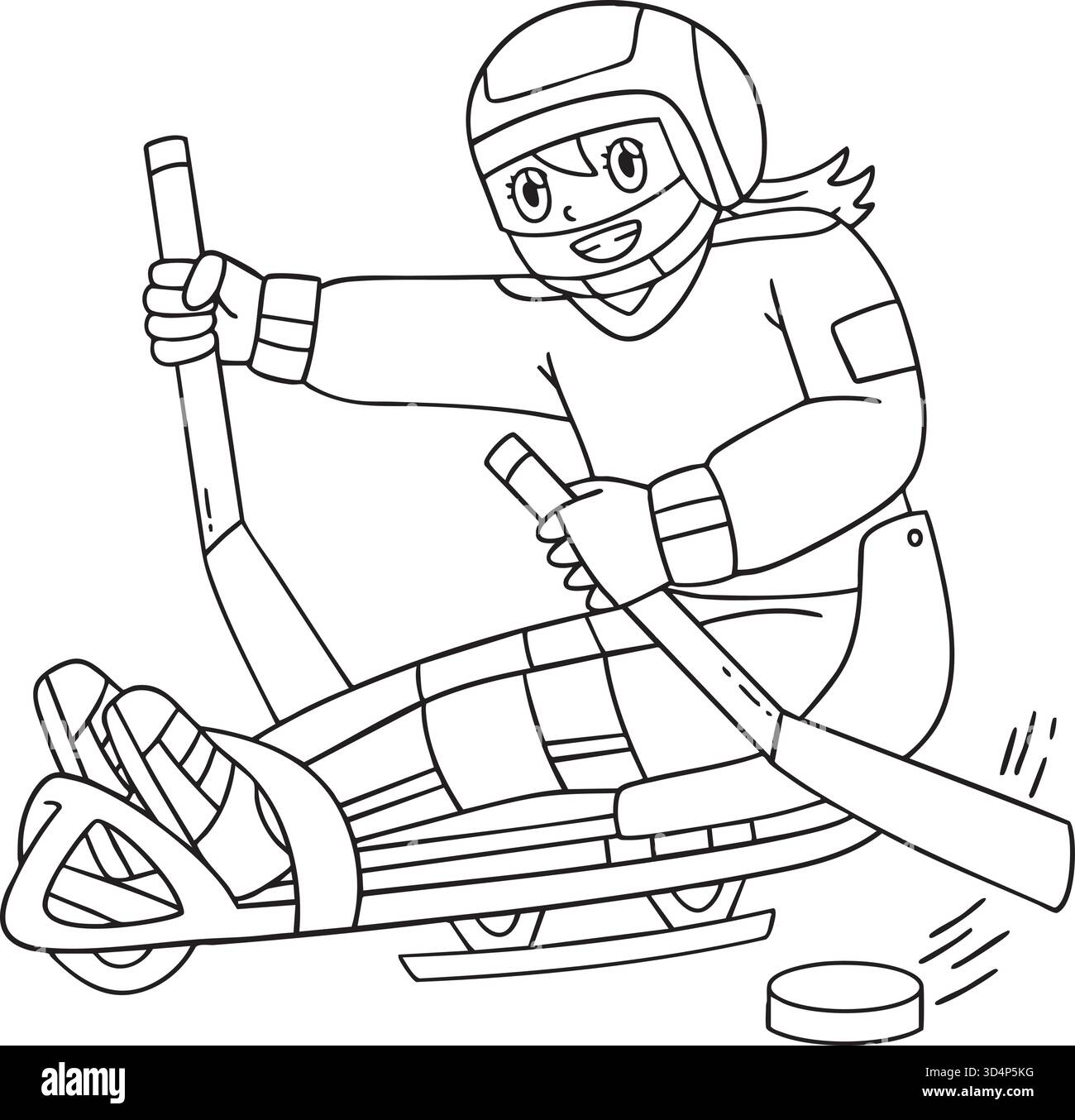 Hockey su slitta sportiva inclusivo e adattivo Illustrazione Vettoriale