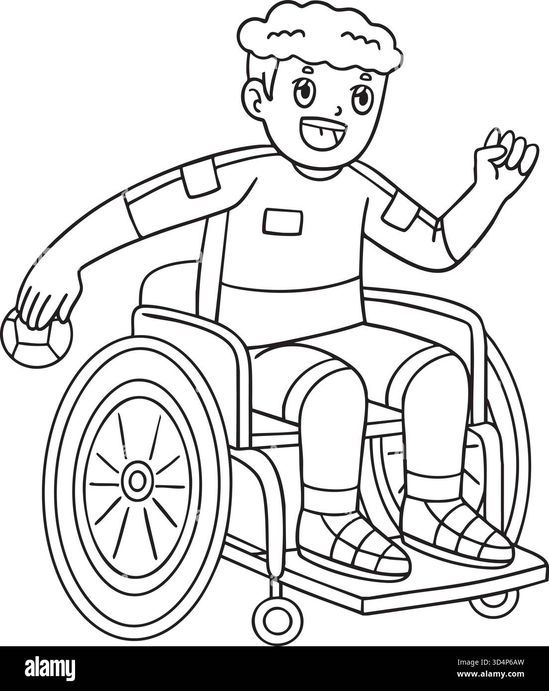 Inclusivo e adattivo ragazzo sportivo che gioca a Boccia Illustrazione Vettoriale