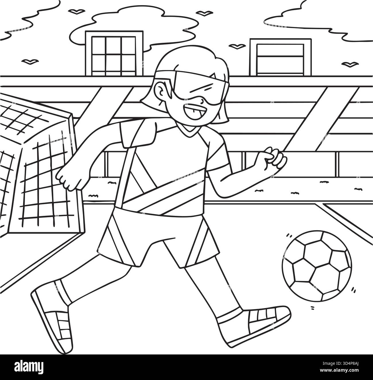 Sport Girl in Blind Soccer inclusivo e adattivo Illustrazione Vettoriale