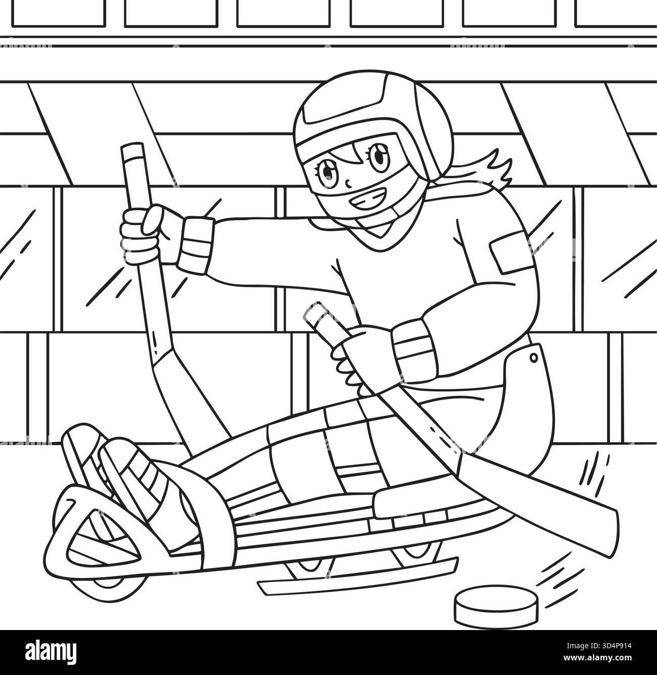 Hockey su slitta sportiva inclusivo e adattivo Illustrazione Vettoriale