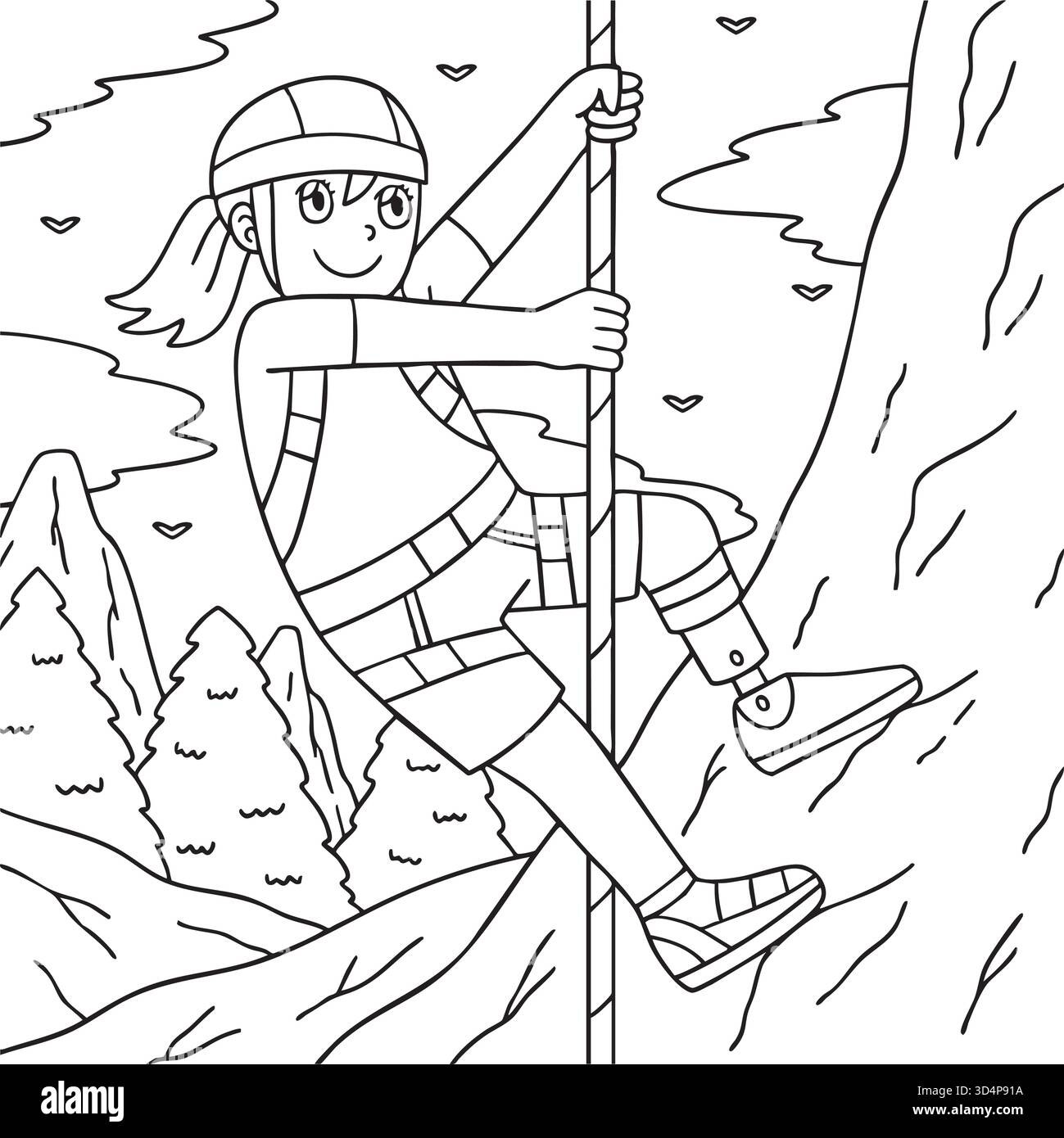 Inclusivo e adattivo Sport Girl in Climbing Illustrazione Vettoriale