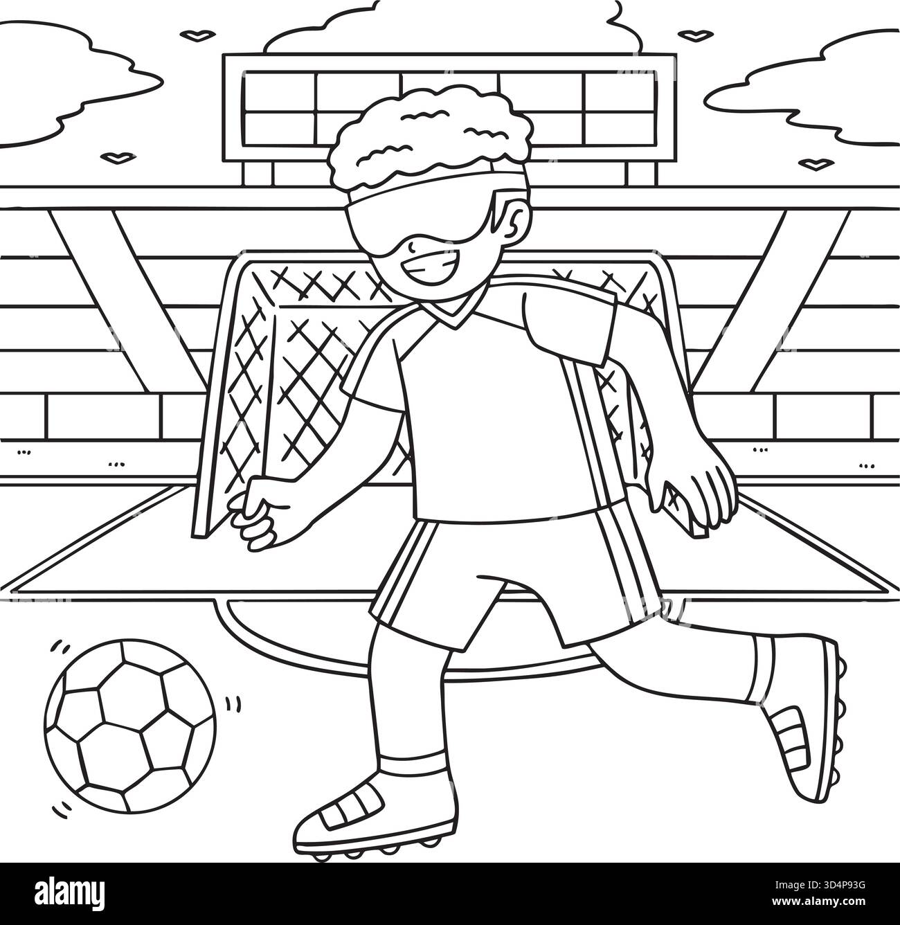 Sport inclusi e adattivi Boy in Blind Soccer Illustrazione Vettoriale