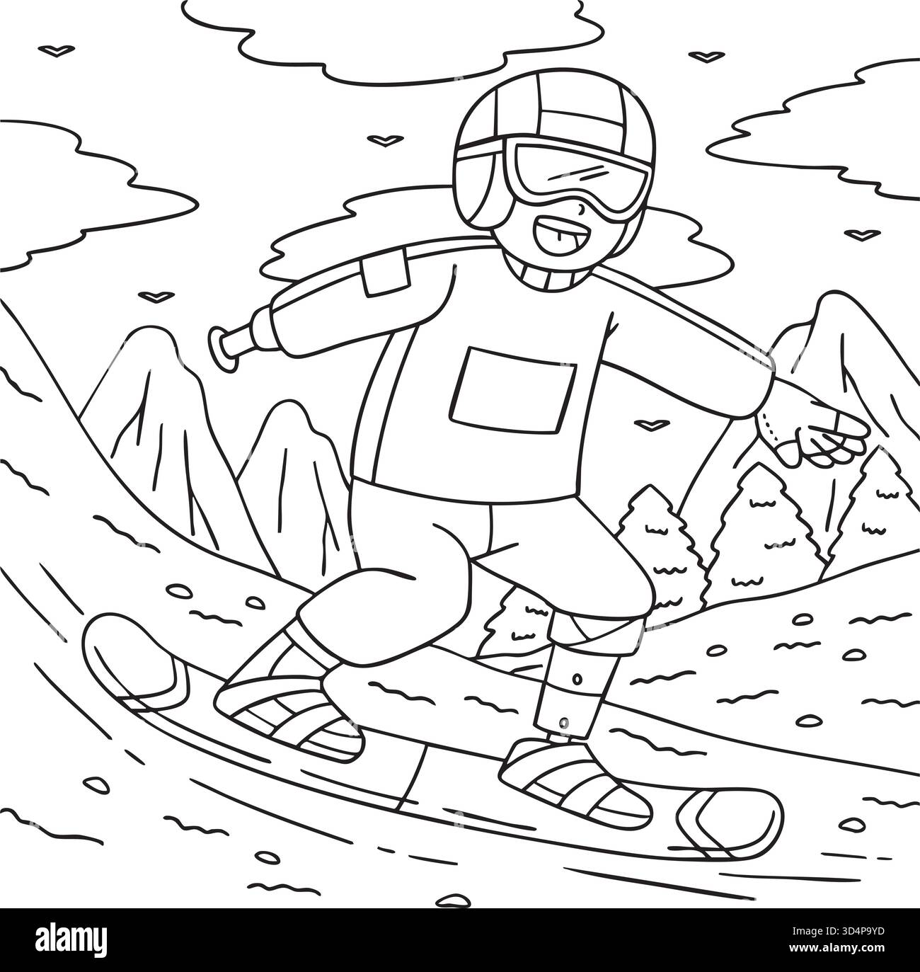 Incluso Adaptive Sports Boy Para Snowboard Illustrazione Vettoriale