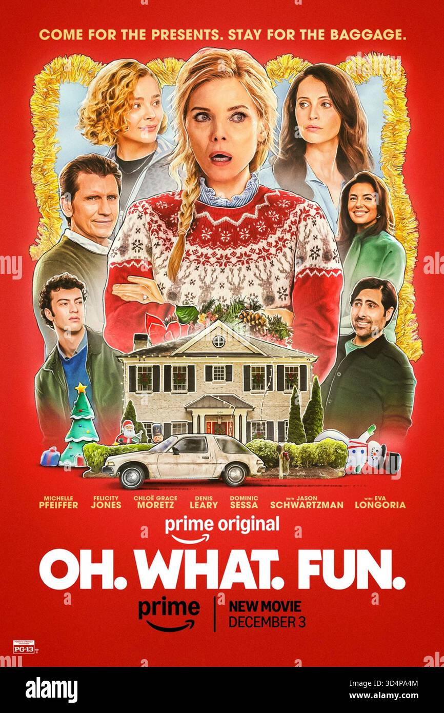 Oh What Fun (2025) diretto da Michael Showalter e interpretato da Michelle Pfeiffer, Felicity Jones e Chloë Grace Moretz. Claire organizza un'elaborata festa di Natale, ma la sua famiglia la abbandona accidentalmente, costringendo ogni membro a riscoprire ciò che conta davvero durante le vacanze. SOLO PER USO EDITORIALE di poster pubblicitari NEGLI STATI UNITI. Credito: BFA / prime Video Foto Stock