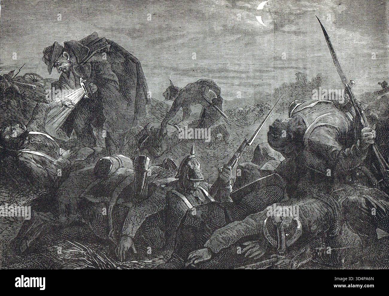 Saccheggiatori sul campo di battaglia durante la guerra franco-prussiana. Foto Stock