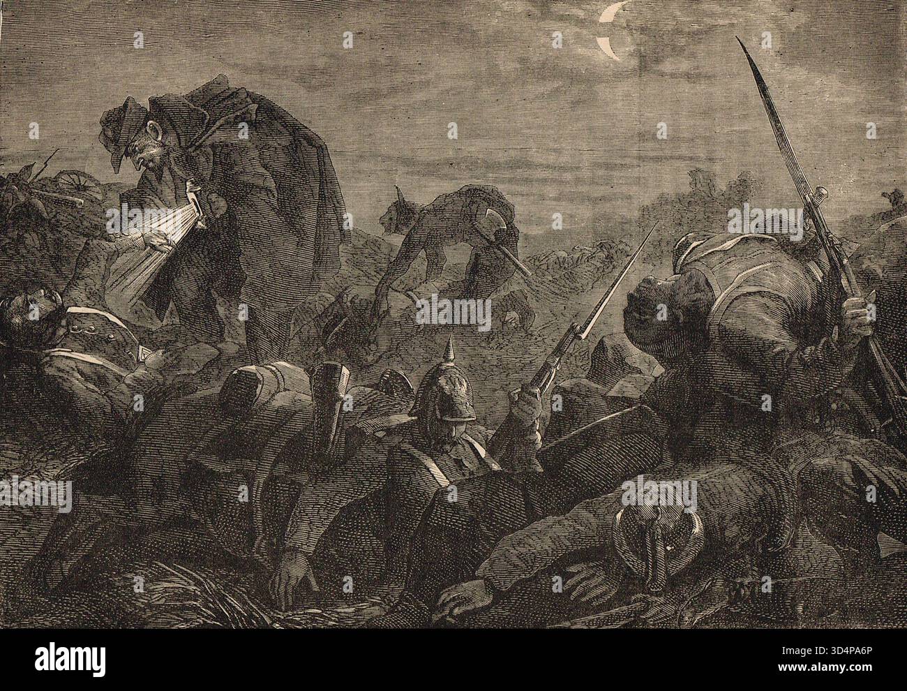 Saccheggiatori sul campo di battaglia durante la guerra franco-prussiana. Foto Stock