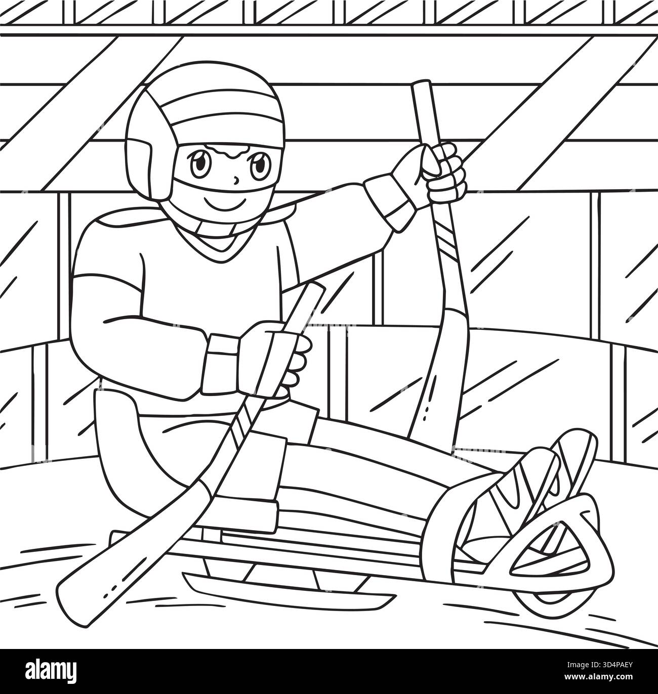 Hockey su slitta per ragazzi e sport adattivi Illustrazione Vettoriale