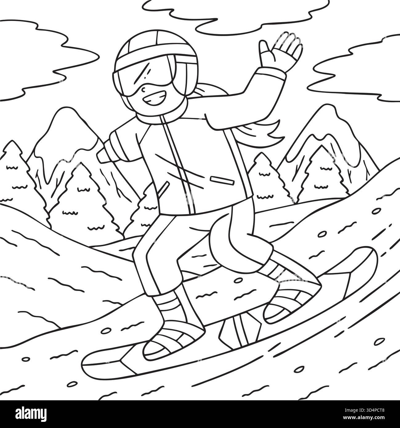 Incluso Adattivo Sports Girl Para Snowboard Illustrazione Vettoriale