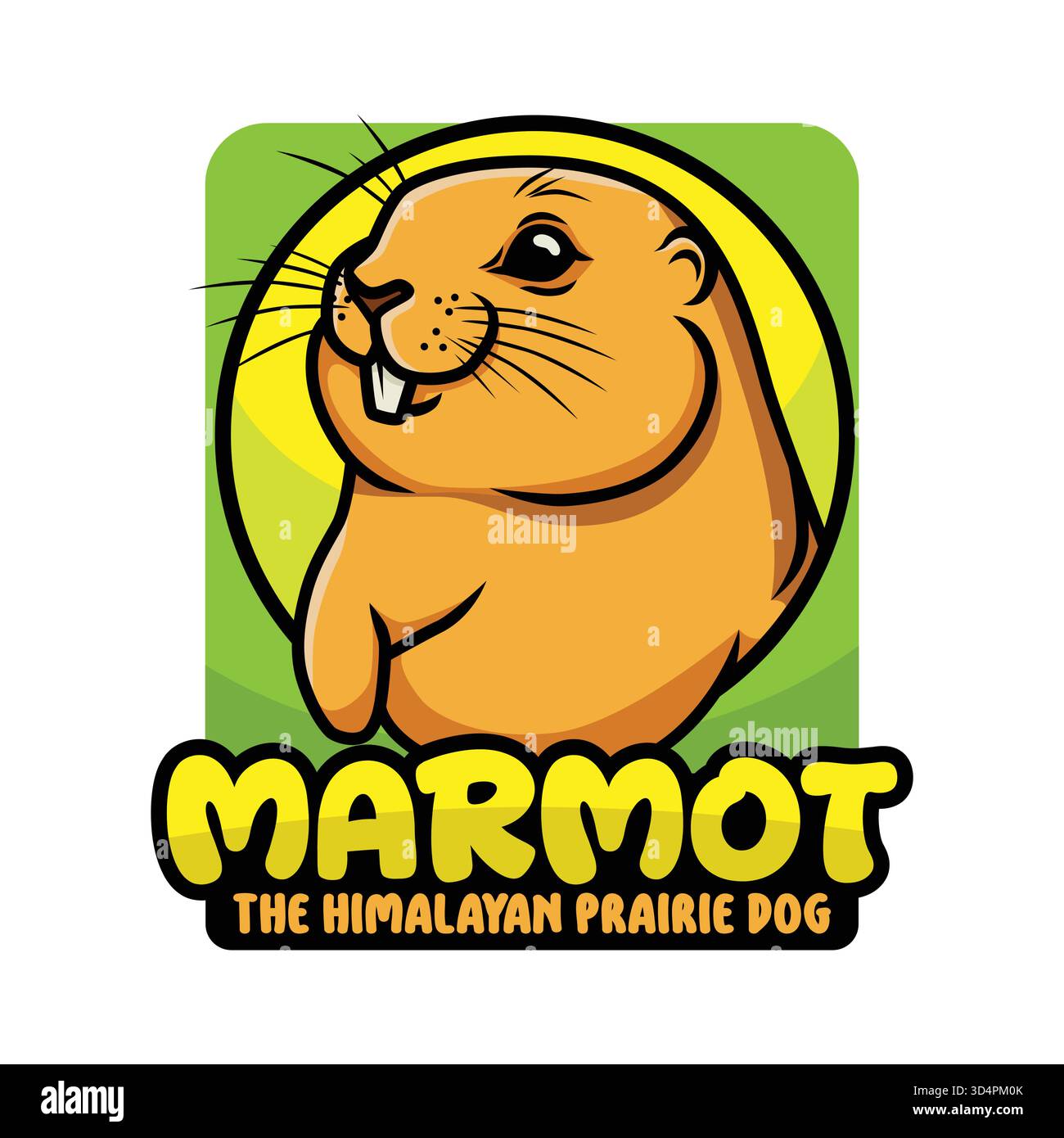 Marmotta sorridente la Mascotte Himalayana Prairy Dog Design vettoriale con logo Illustrazione Vettoriale