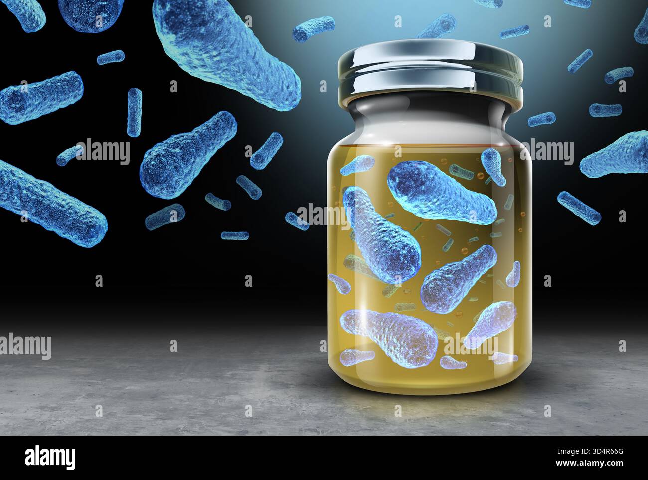 Botulismo focolaio come batteri che provocano una grave malattia causata da germi botulinici di Clostridium che producono tossine paralitiche che portano a indebolimento muscolare Foto Stock