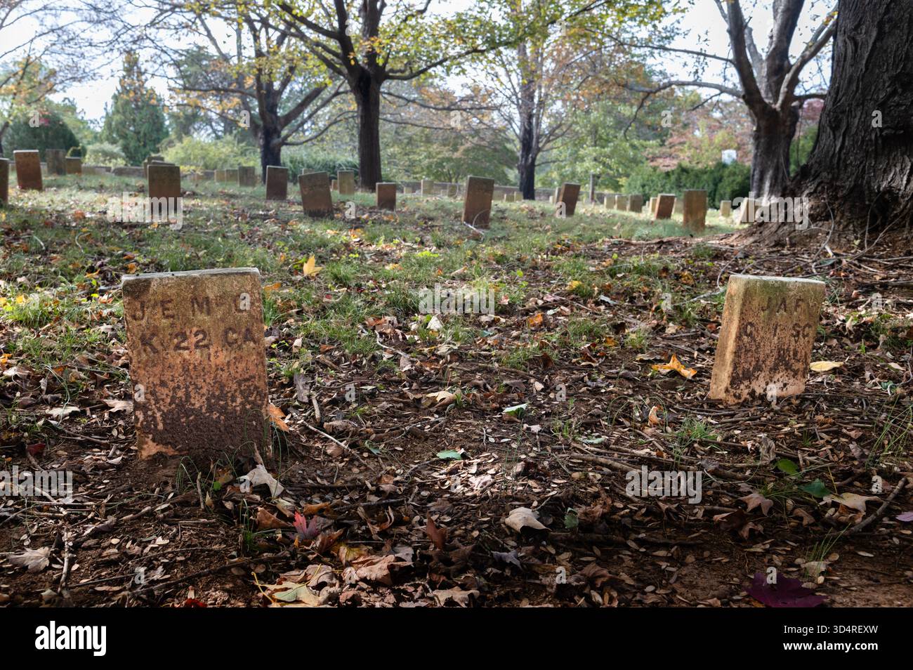 Lapidi nel cimitero di Old City, Confederate Burial Ground, Lynchburg, Virginia Foto Stock