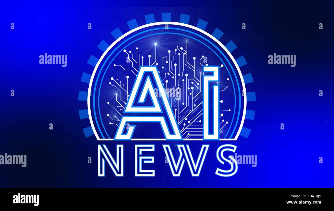 Notizie SULL'INTELLIGENZA ARTIFICIALE - Logo Letter con linee di contatto del circuito - design tecnologico creativo - illustrazione 3D. Foto Stock