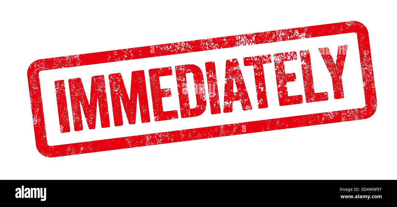 Timbro rosso su sfondo bianco - immediatamente Foto Stock