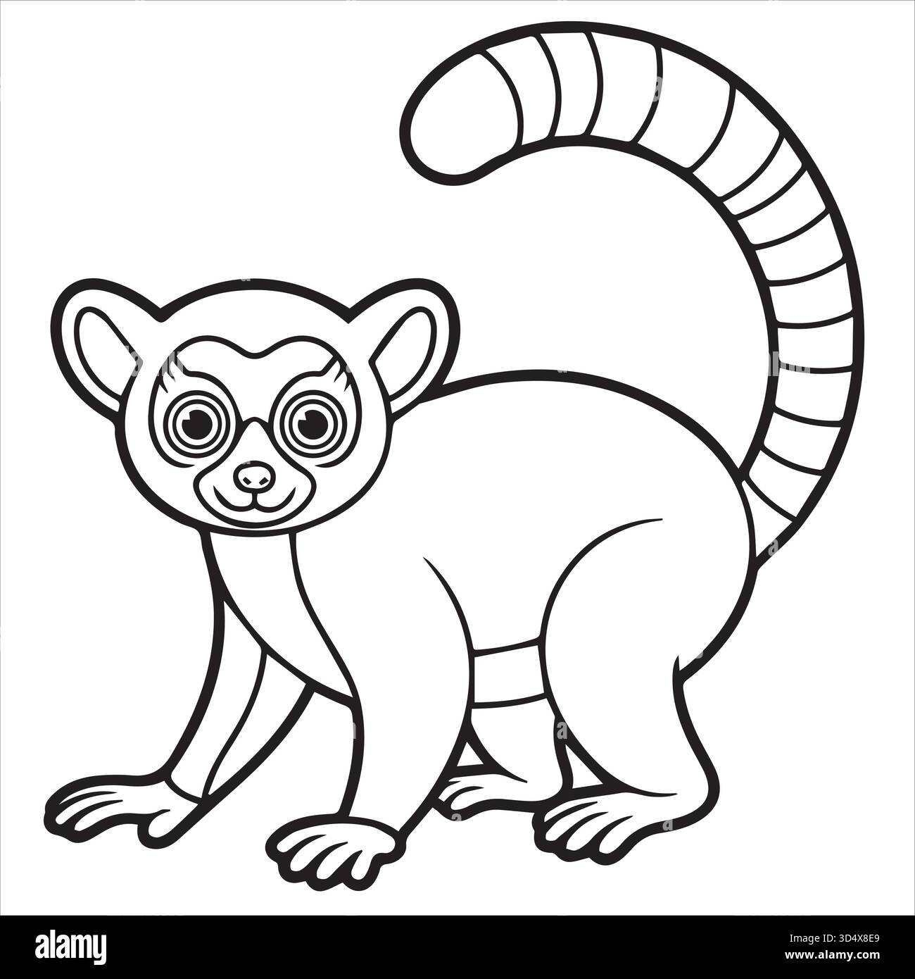 Pagina da colorare in bianco e nero per bambini e libri da colorare per animali Illustrazione Vettoriale