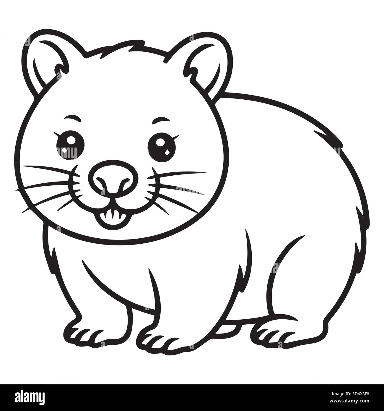 Graziosa pagina da colorare per bambini, foglio da colorare per animali stampabile, illustrazione lontre in bianco e nero per bambini Illustrazione Vettoriale