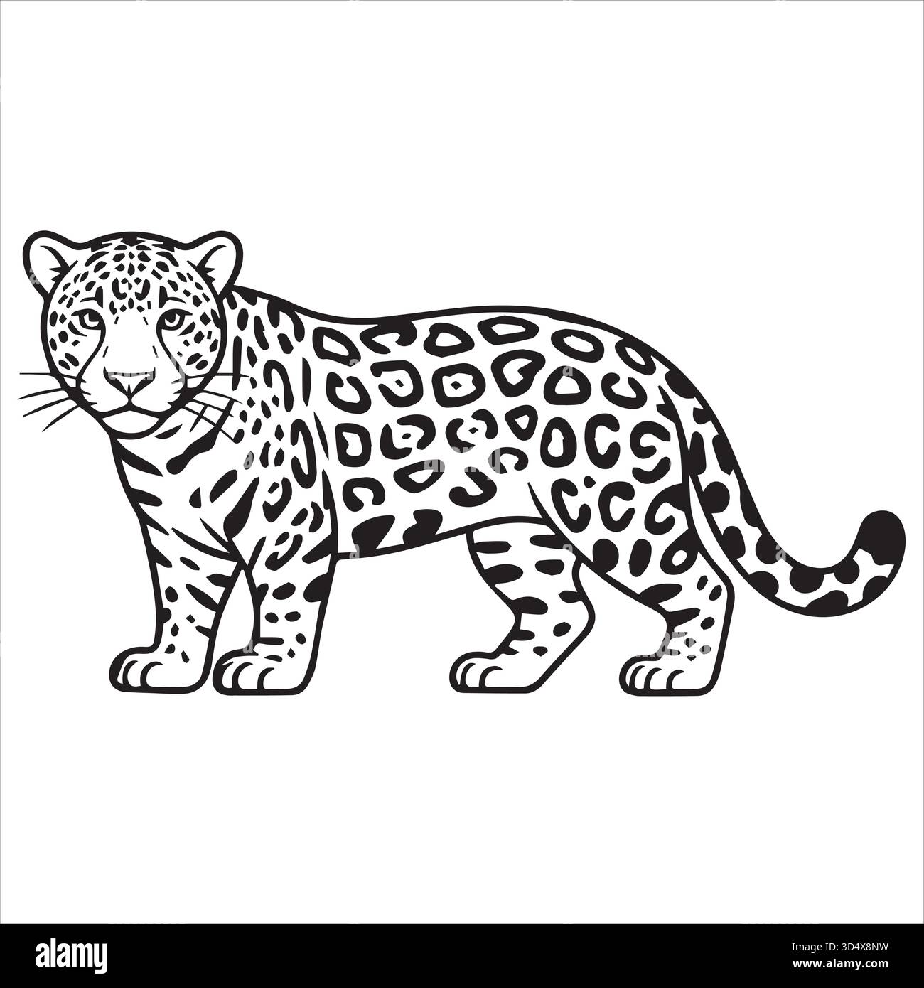 Pagina da colorare Jaguar in bianco e nero per libri da colorare per bambini e animali Illustrazione Vettoriale