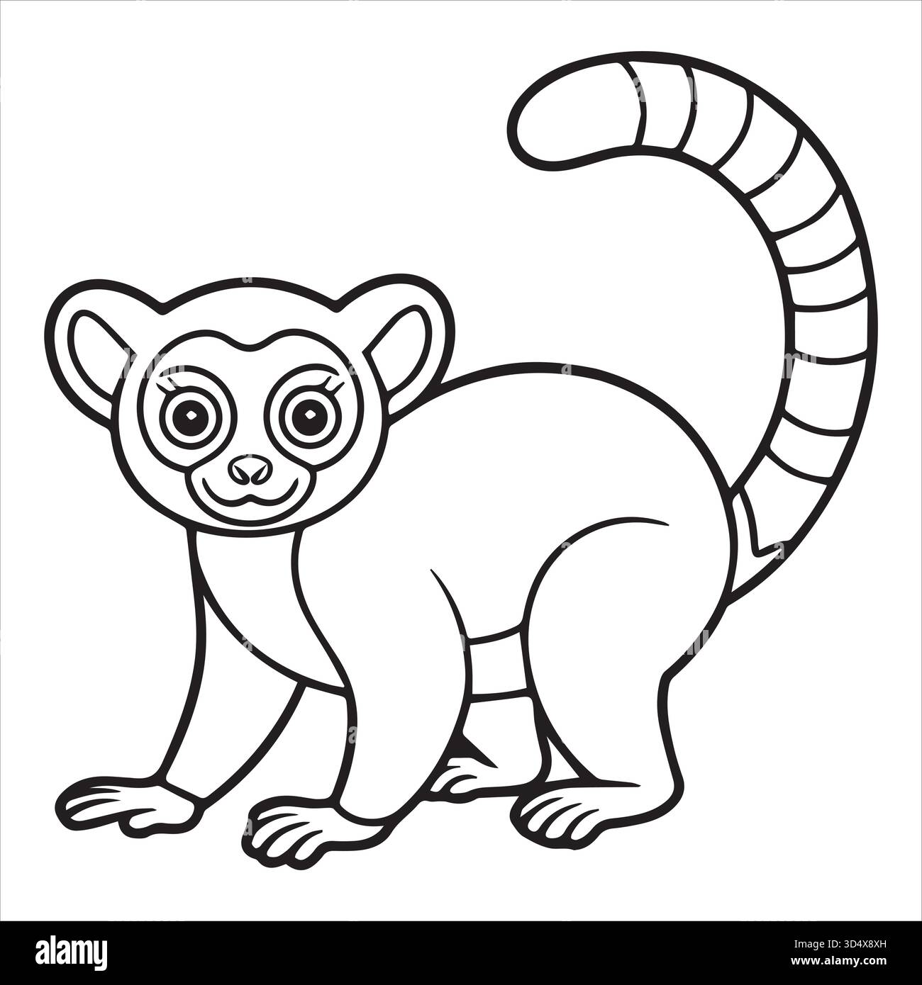 Pagina da colorare in bianco e nero per bambini e libri da colorare per animali Illustrazione Vettoriale