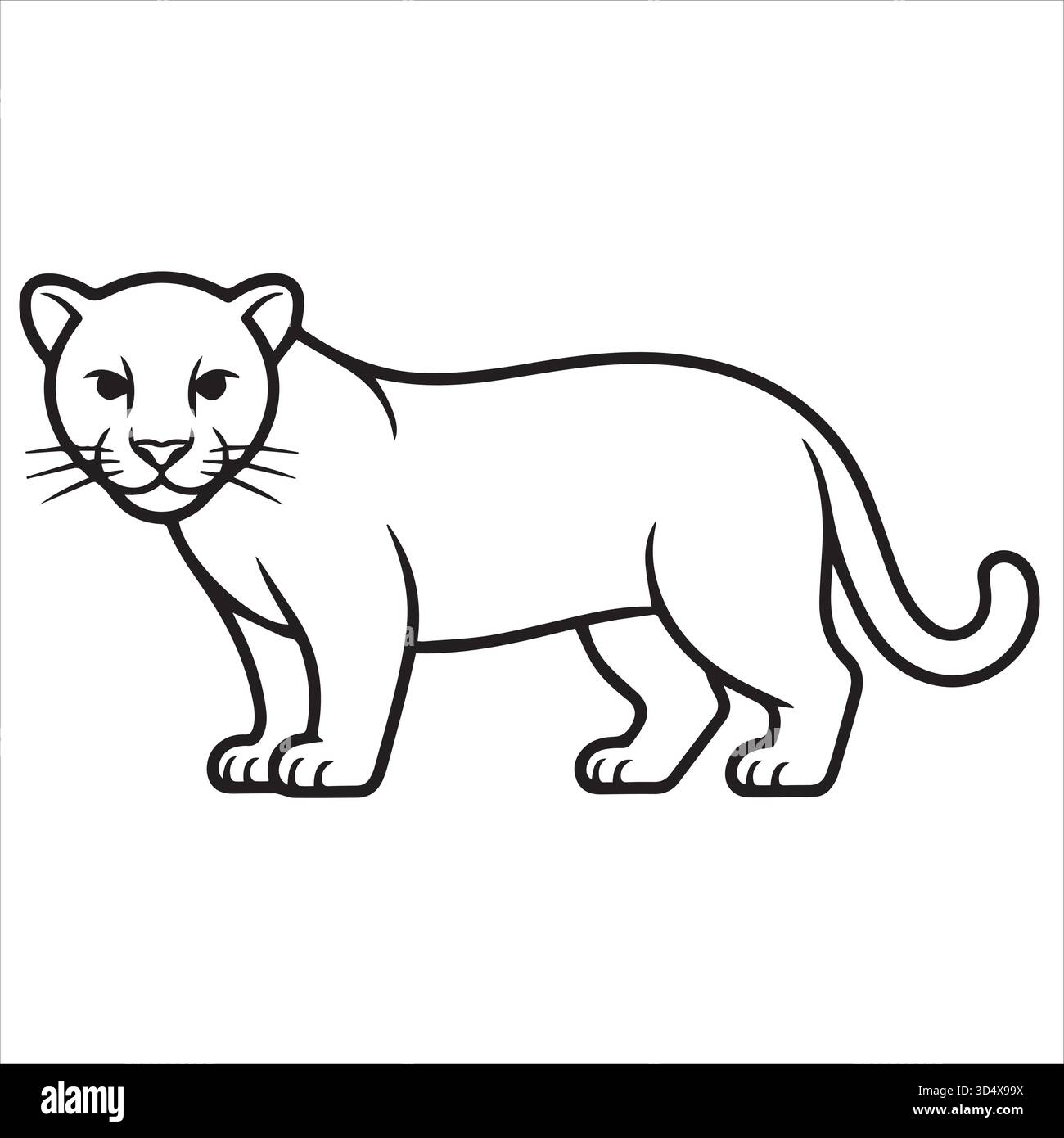 Semplice Lioness Drawing for Kids e pagine da colorare in bianco e nero Illustrazione Vettoriale