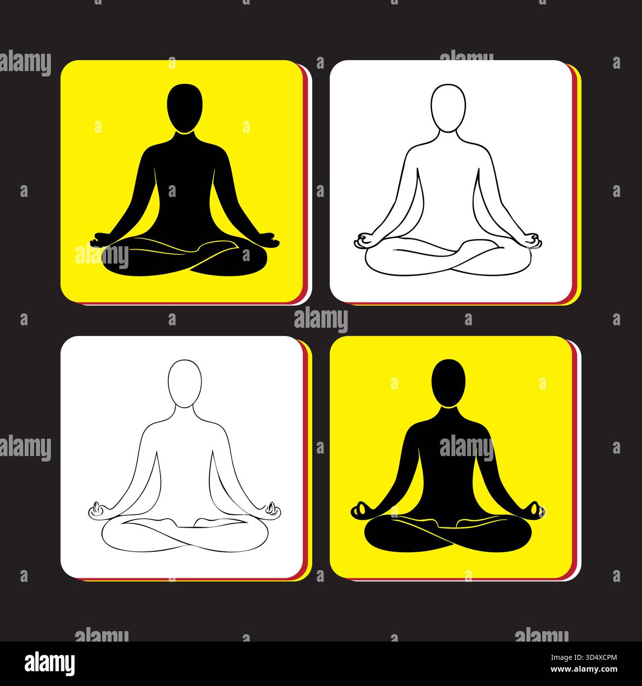 La meditazione yoga pone icone per la pace interiore e la promozione benessere Illustrazione Vettoriale