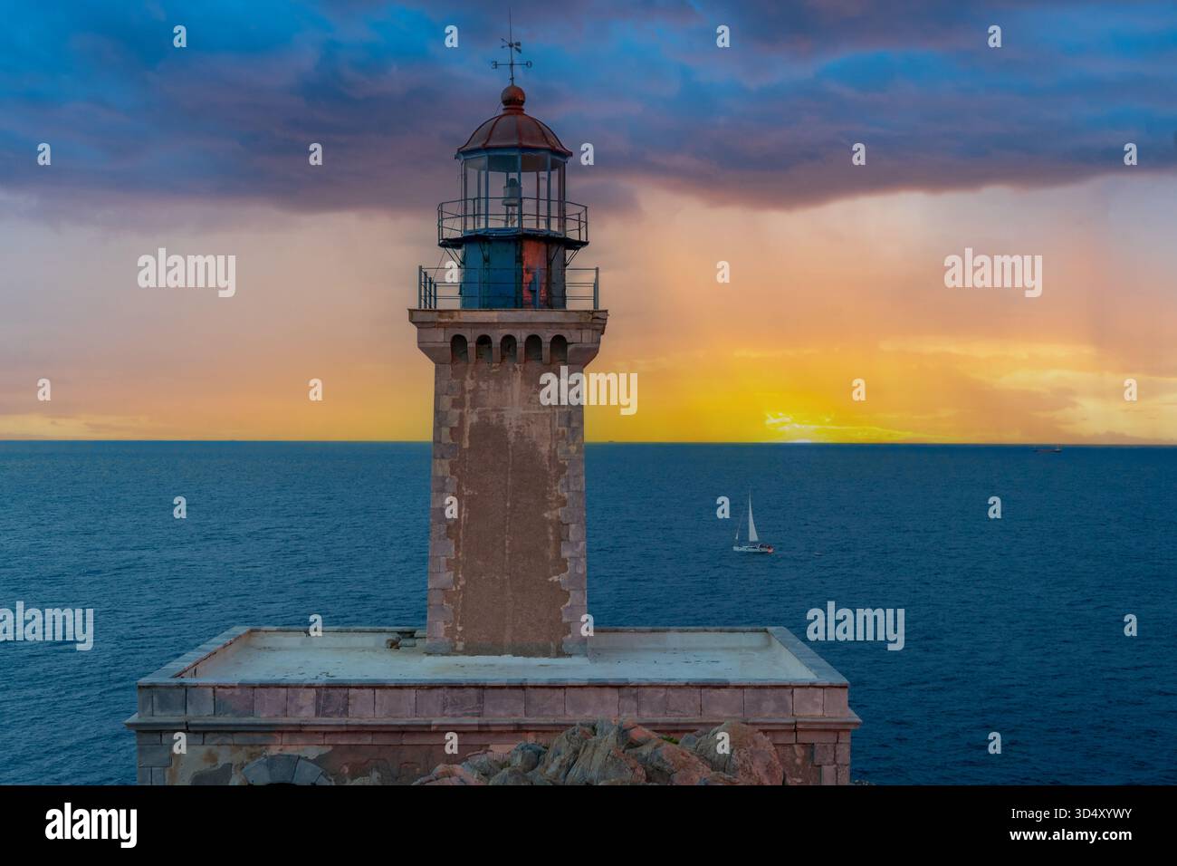 Il faro di Capo Tainaron, Grecia Foto Stock