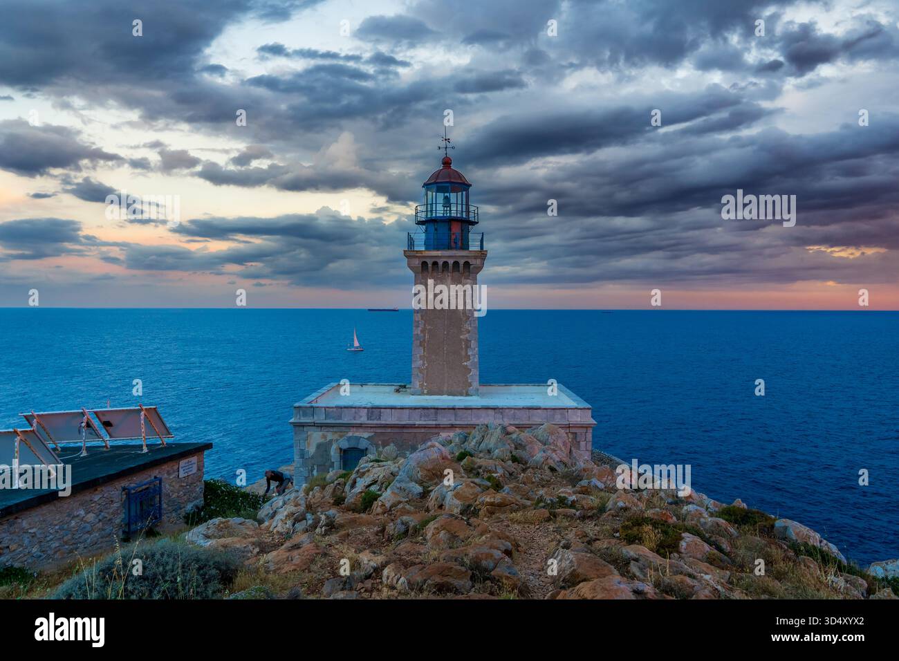 Il faro di Capo Tainaron, Grecia Foto Stock