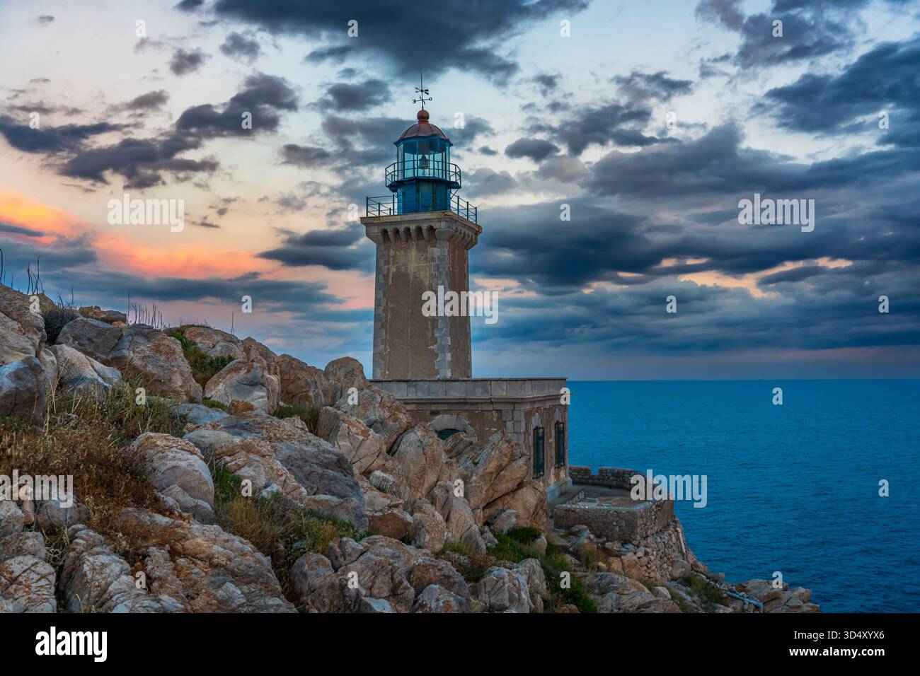 Il faro di Capo Tainaron, Grecia Foto Stock