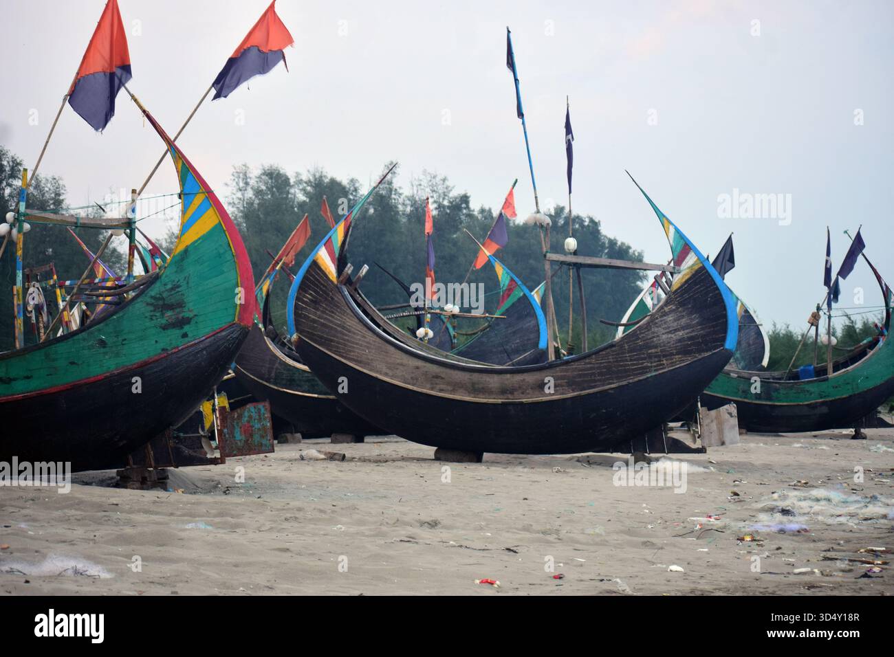 Moon Boat nel Cox's Bazar - l'iconica bellezza della Baia del Bengala Foto Stock