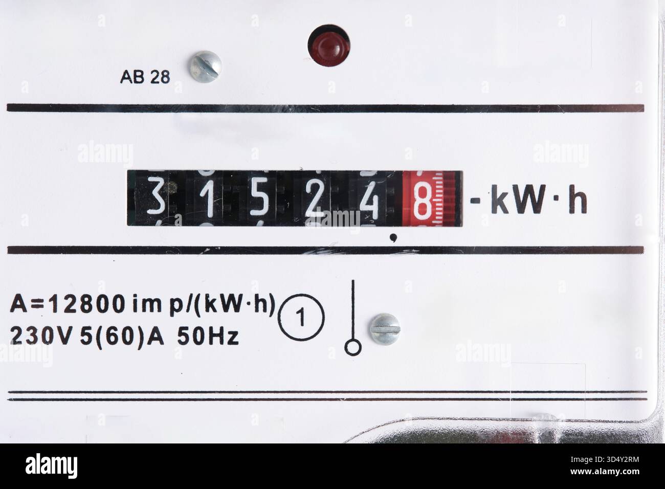 Primo piano del misuratore elettrico, apparecchiature elettriche Foto Stock