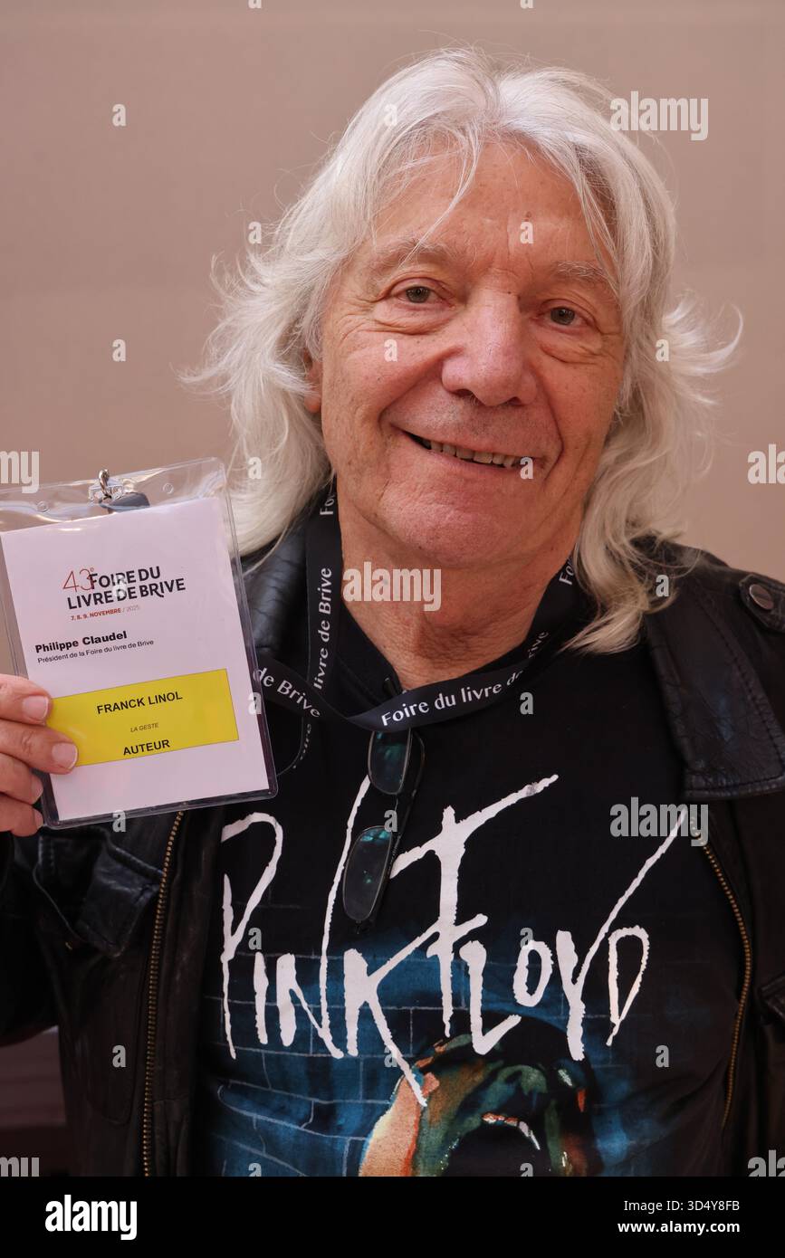 Franck Linol, autore di romanzi polizieschi, alla fiera del libro di Brive, Francia. Foto Stock