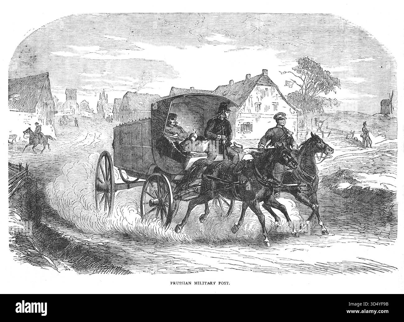 Postazione militare prussiana durante la guerra franco-prussiana. Foto Stock