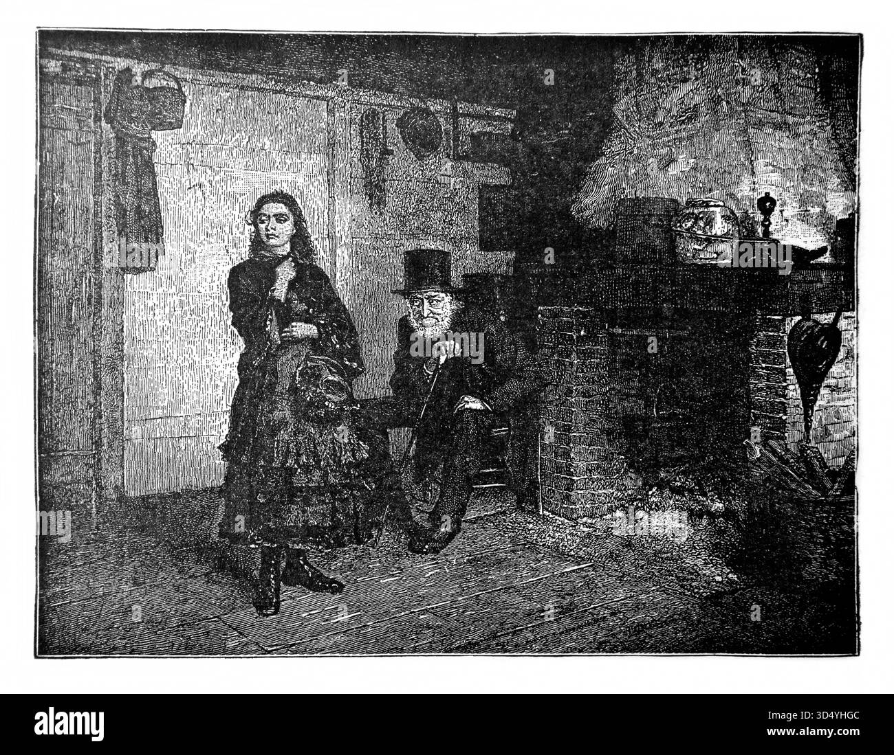 Illustrazione di una giovane signora e di un anziano che raffigura Shakespeare "età dei Crociati e gioventù non possono vivere insieme" dell'edizione 1890 del Beauti Foto Stock