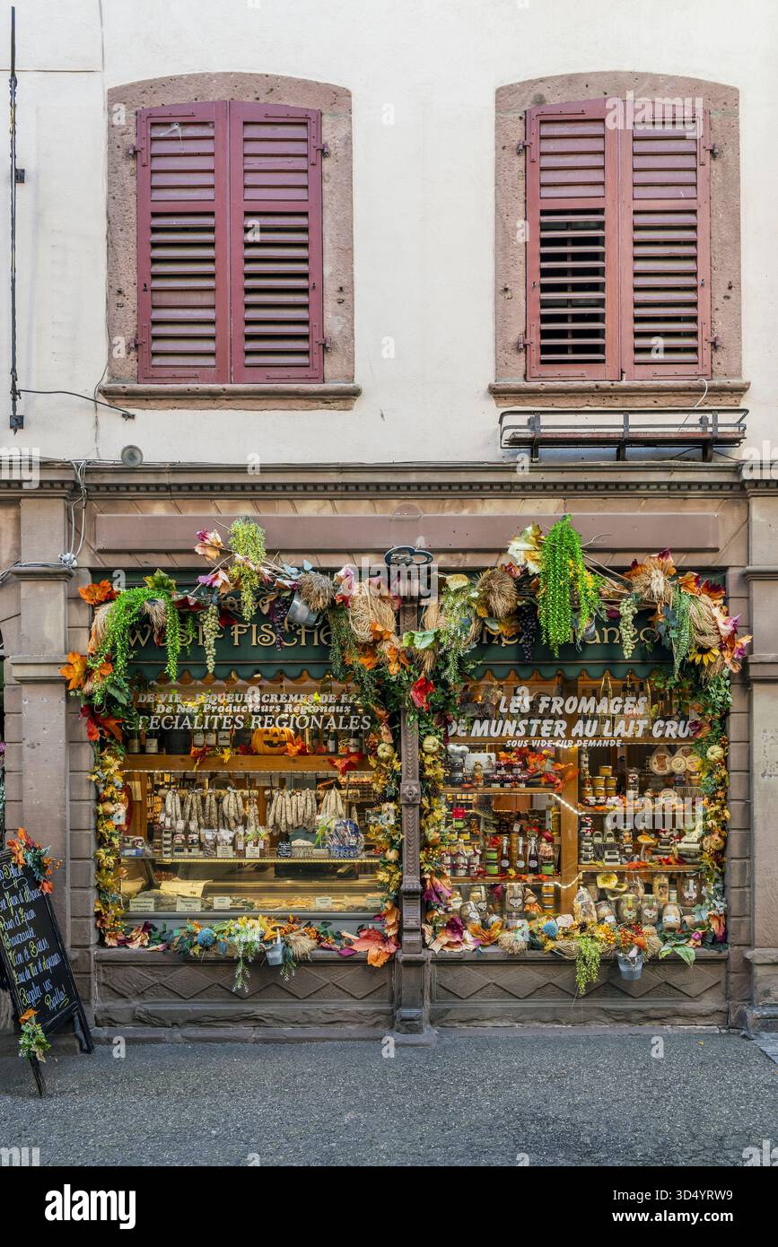 Negozio di alimentari, Ribeauville, Haut-Rhin, Grand Est, Francia Foto Stock