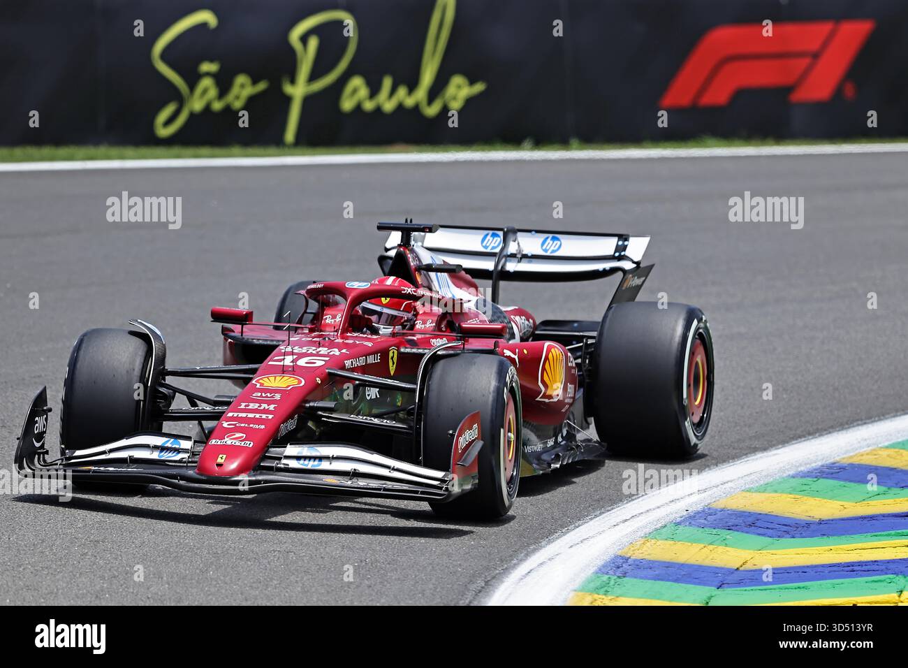 San Paolo, Brasile. 7 novembre 2025. Charles Leclerc (MON) Scuderia Ferrari SF-25 durante le prove libere del Gran Premio di F1 del Brasile all'autodromo Jose Carlos Pace il 7 novembre 2025 a San Paolo, Brasile. Foto: Heuler Andrey/DiaEsportivo/Alamy Live News crediti: DiaEsportivo/Alamy Live News Foto Stock