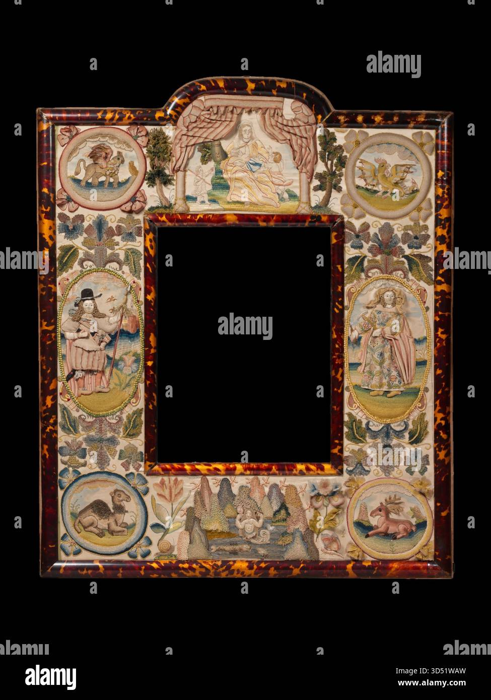 Storica arte decorativa britannica a specchio con Jael e Barak 1672 Foto Stock