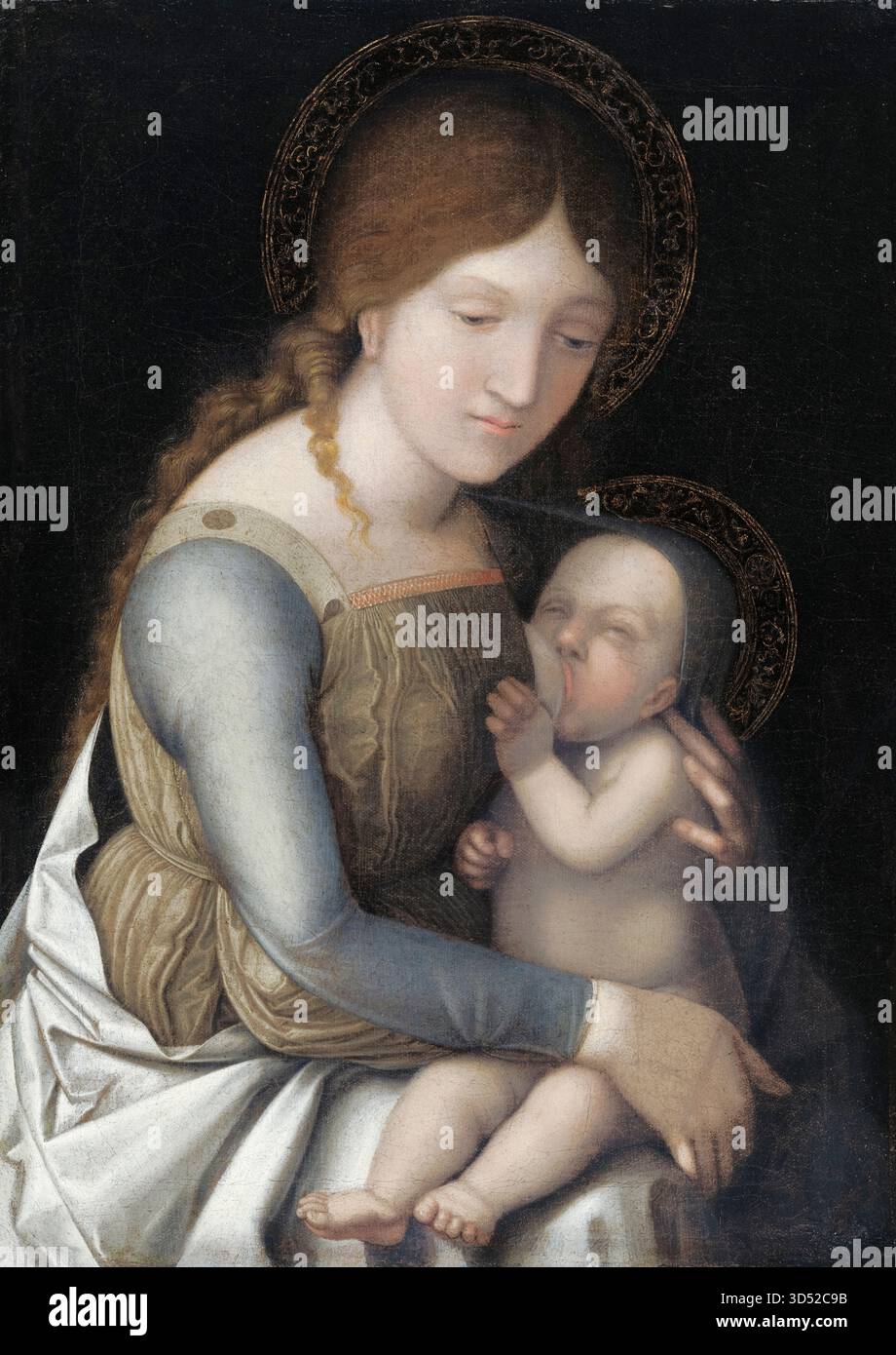 Antonio da Correggio (attribuito), Madonna col bambino (Barrymore Madonna), pittura ad olio su tela, 1505-1510 Foto Stock