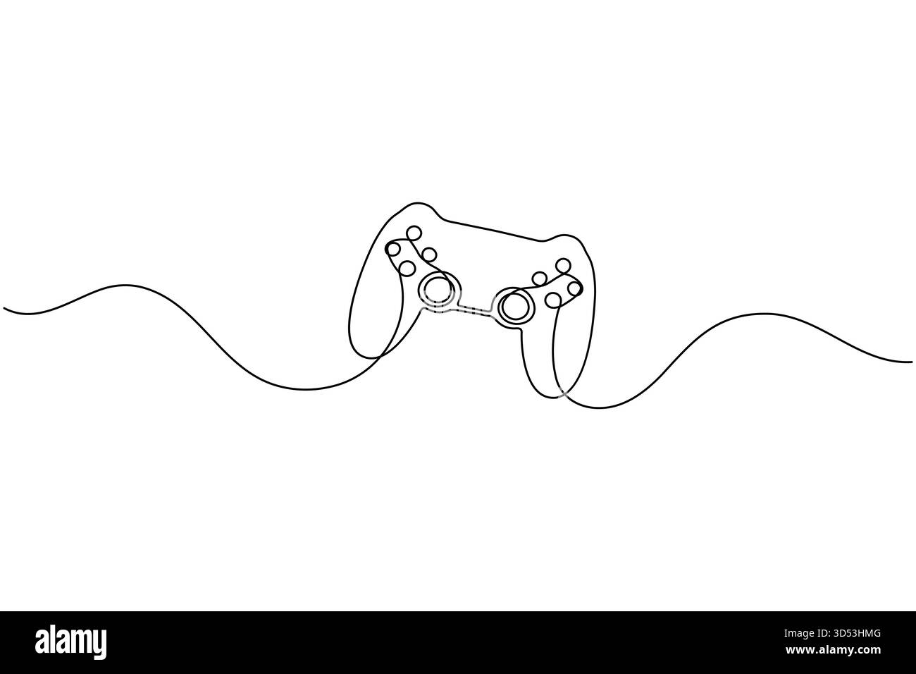 Disegno continuo di una linea di un controller di gioco per il design del concept di gioco Illustrazione Vettoriale