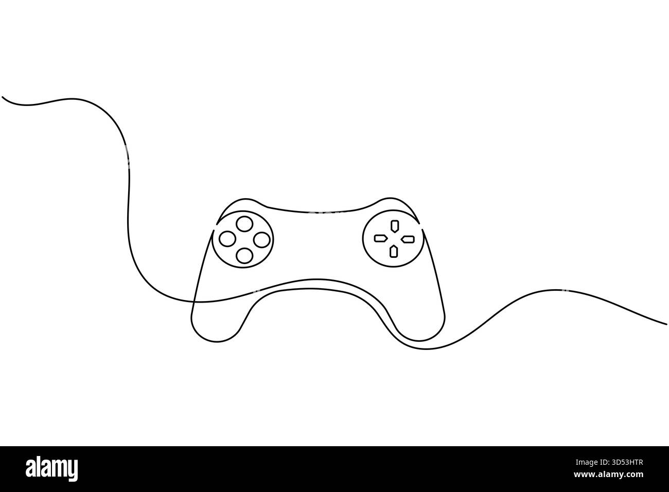 Disegno continuo di una linea di un controller di gioco per il design del concept di gioco Illustrazione Vettoriale