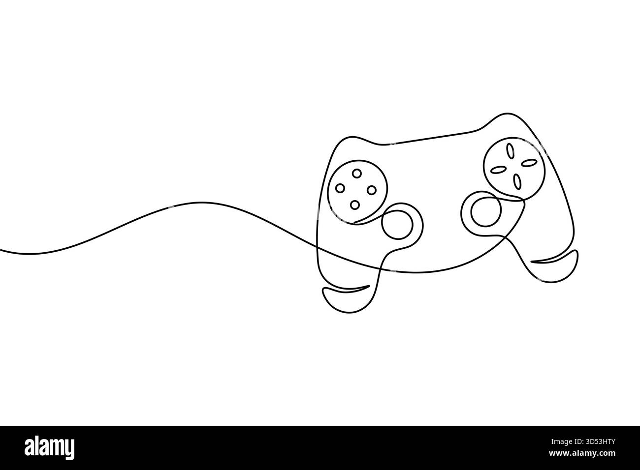 Disegno continuo di una linea di un controller di gioco per il design del concept di gioco Illustrazione Vettoriale