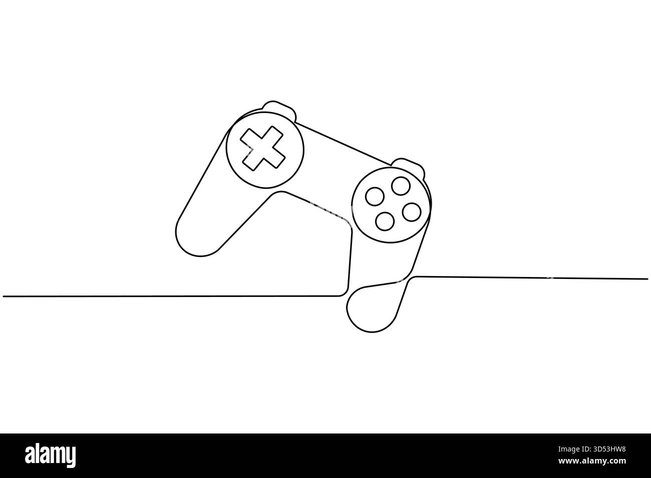 Disegno continuo di una linea di un controller di gioco per il design del concept di gioco Illustrazione Vettoriale