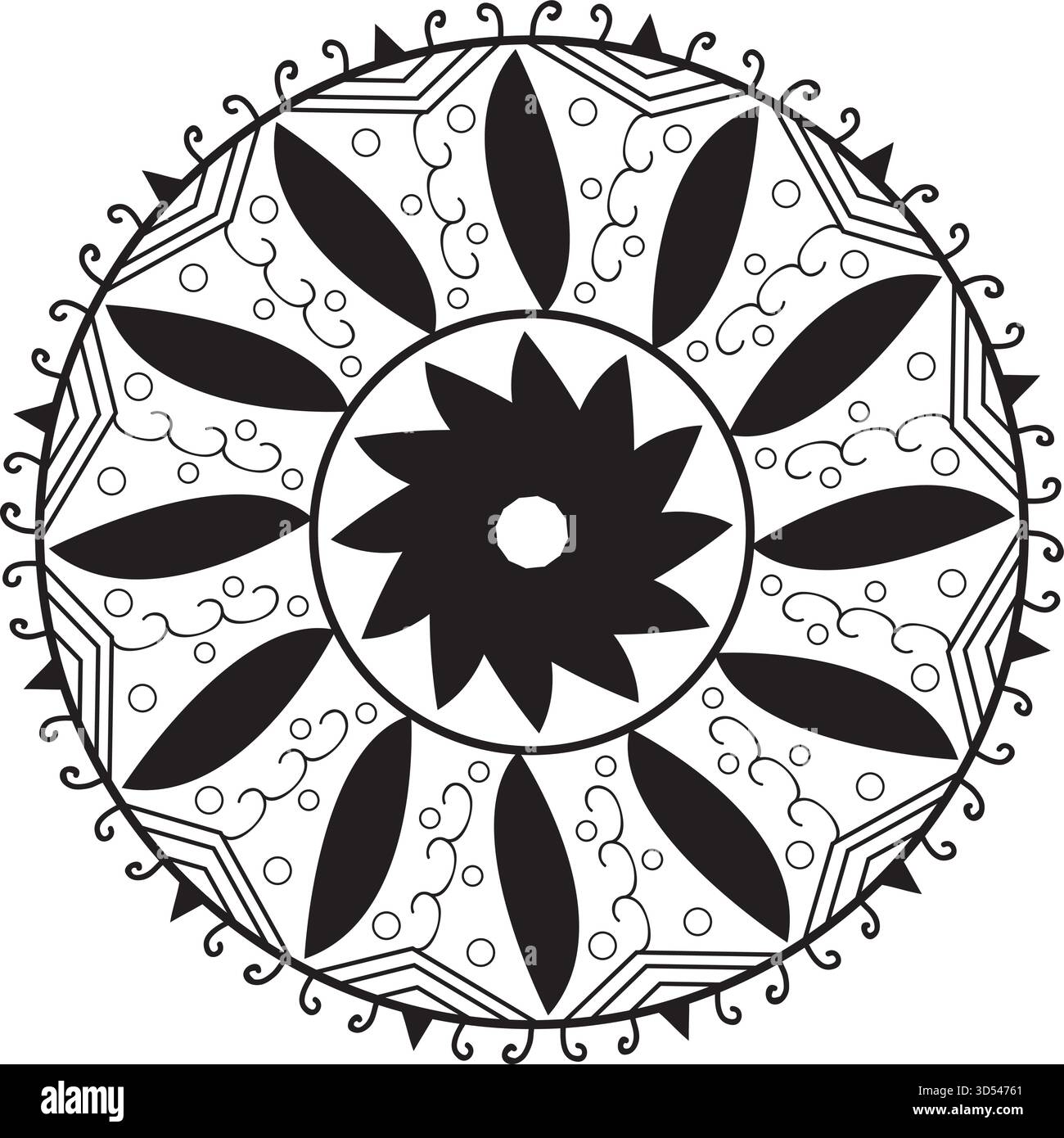 Vettoriale Mandala floreale per il taglio e il design di T-shirt. Illustrazione Vettoriale