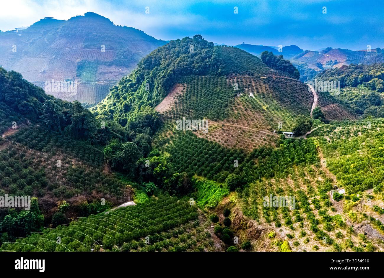 Vista del paesaggio vicino a Yangshuo nella regione del Guangxi, Cina. Foto Stock