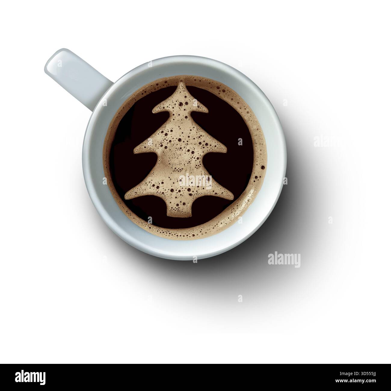 Holiday Coffee Symbol come bevanda calda per le festività natalizie preparata da chicchi tostati scuri come bevanda calda per le festività invernali o Capodanno Foto Stock