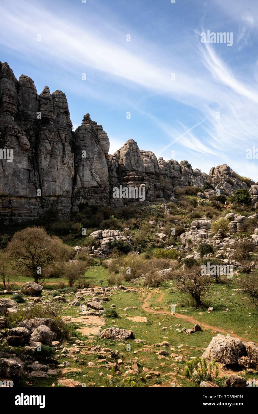 Formazioni di roccia calcarea nella riserva naturale di El Torcal de Antequera, in Spagna Foto Stock