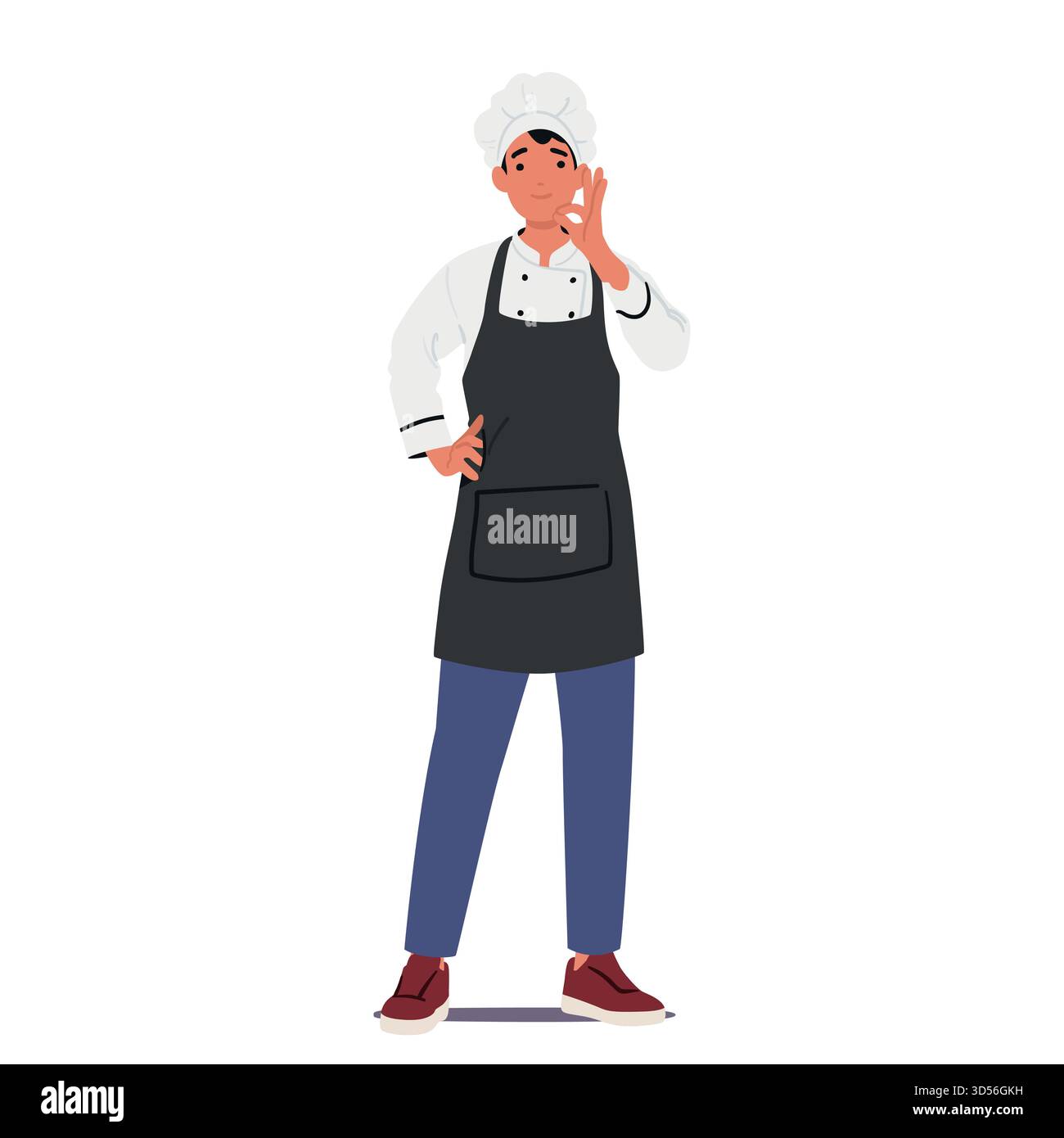 Chef del ristorante, esperto professionista culinario che crea piatti squisiti, combina sapientemente sapori e guida il team della cucina nell'esecuzione di specialità gastronomiche Illustrazione Vettoriale