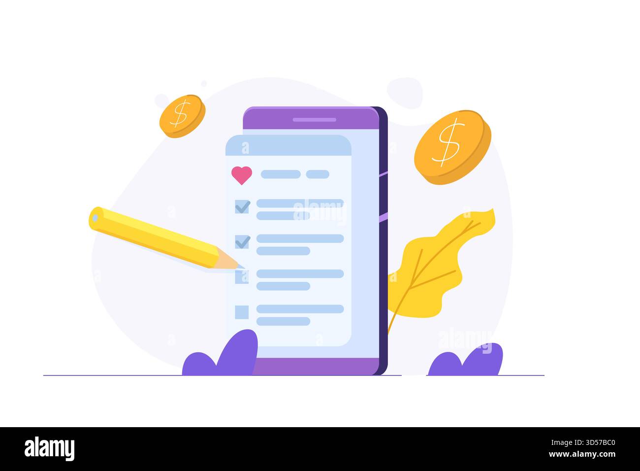 Lista dei desideri per lo shopping online, aggiungi il concetto di collezione personalizzata. Illustrazione vettoriale. Illustrazione Vettoriale