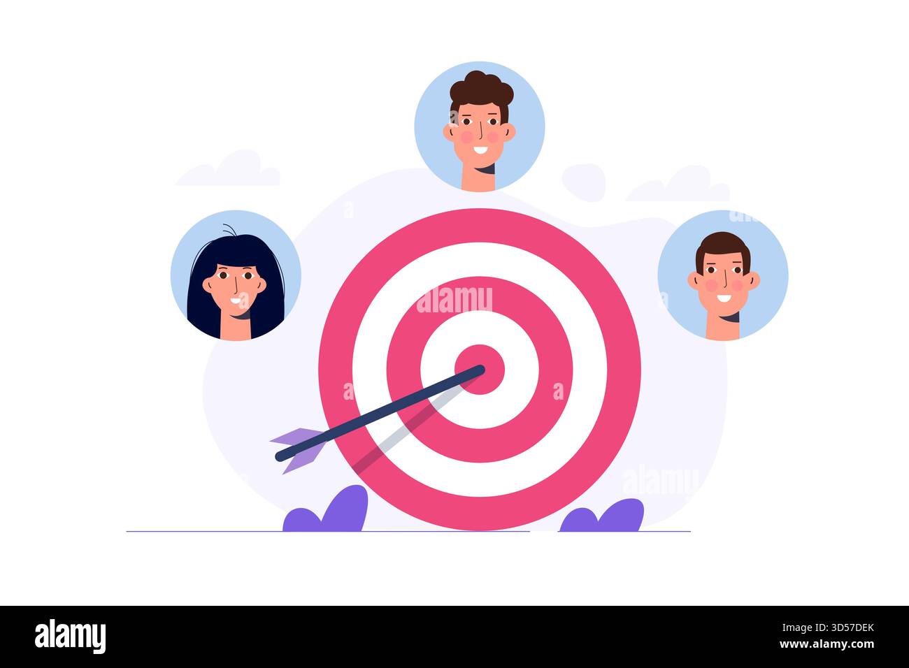 Target del pubblico, concetto di attrazione del cliente. Illustrazione vettoriale Illustrazione Vettoriale