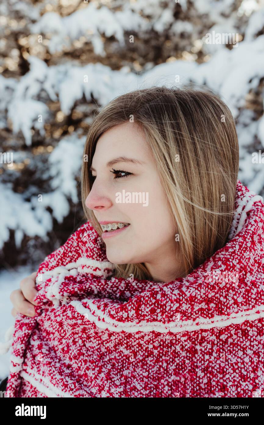 Servizio fotografico Snowy Senior a Concordia, Kansas Foto Stock