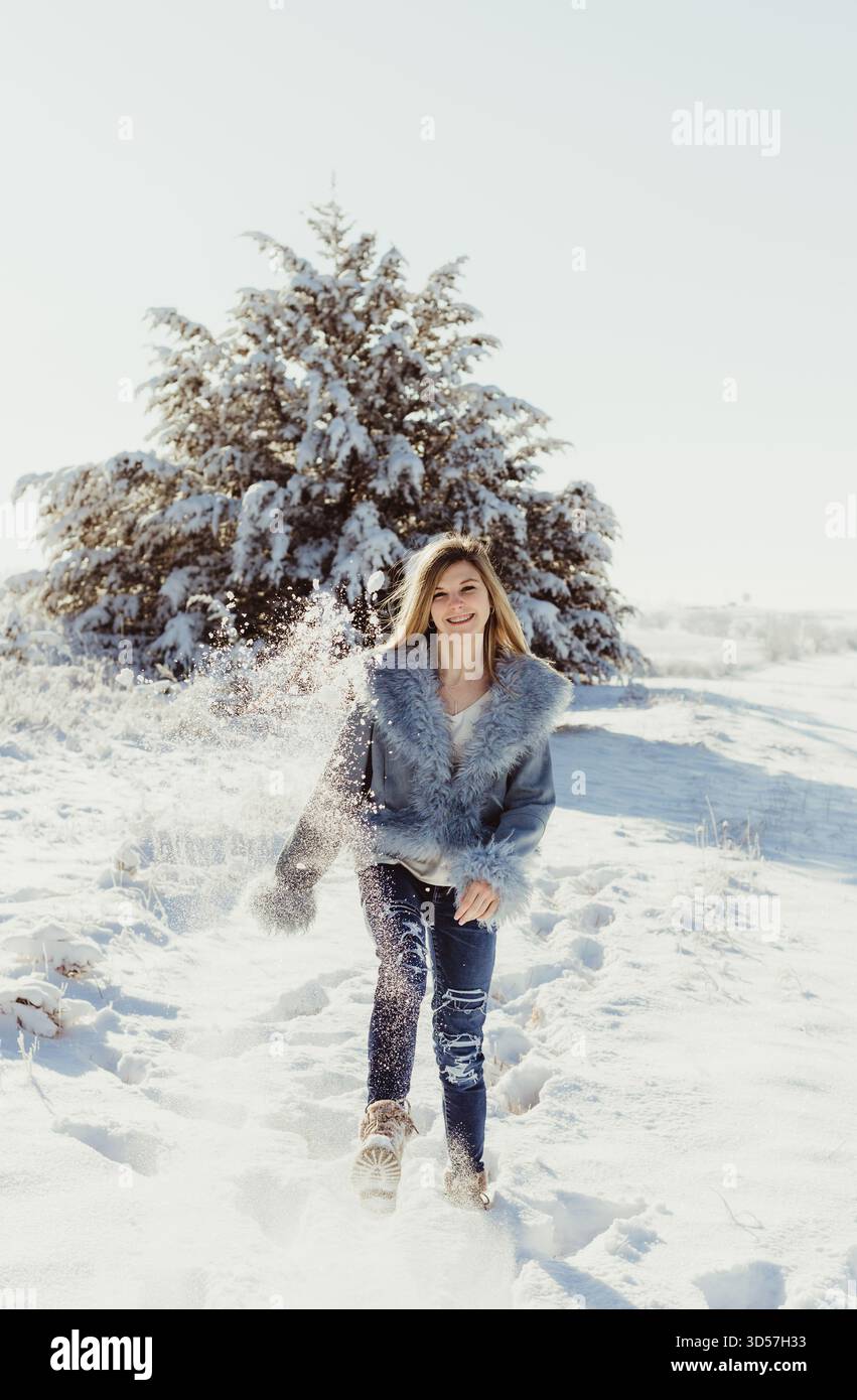 Sessione Senior invernale a Concordia, Kansas Foto Stock